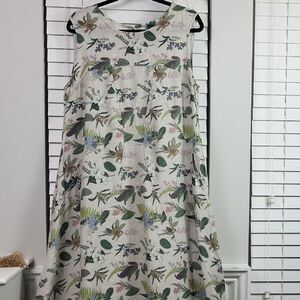 Anthropologie Yuvita 100% linen Floral Sleeveless Dress. Size L